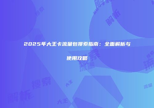 2025年大王卡流量包搜索指南：全面解析与使用攻略
