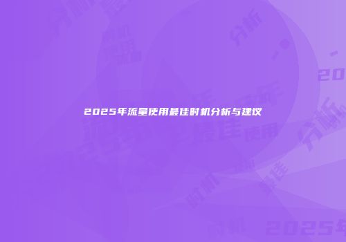 2025年流量使用最佳时机分析与建议