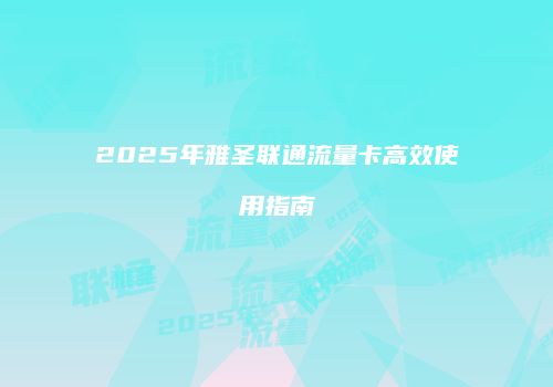 2025年雅圣联通流量卡高效使用指南