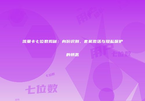流量卡七位数揭秘：身份识别、套餐激活与隐私保护的钥匙