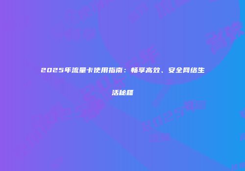 2025年流量卡使用指南：畅享高效、安全网络生活秘籍