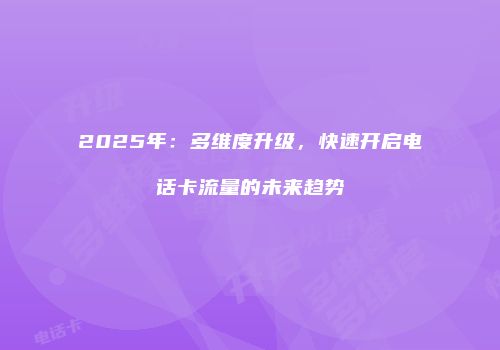 2025年：多维度升级，快速开启电话卡流量的未来趋势