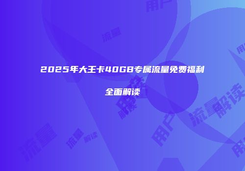 2025年大王卡40GB专属流量免费福利全面解读