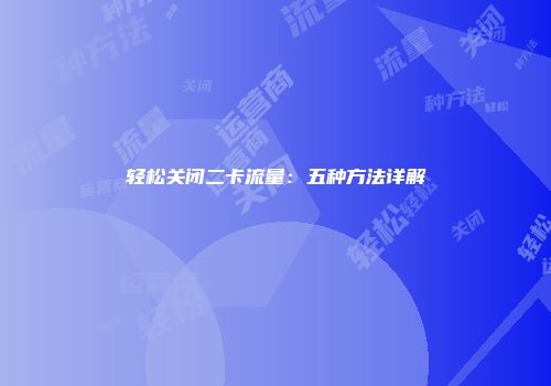 轻松关闭二卡流量：五种方法详解