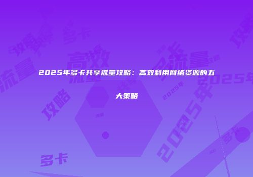 2025年多卡共享流量攻略：高效利用网络资源的五大策略