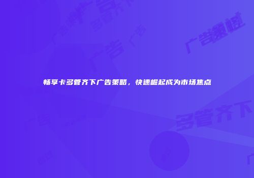 畅享卡多管齐下广告策略，快速崛起成为市场焦点