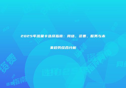 2025年流量卡选择指南：网络、资费、服务与未来趋势综合分析