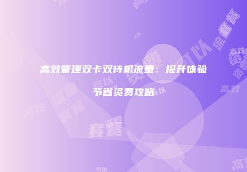 高效管理双卡双待机流量：提升体验节省资费攻略
