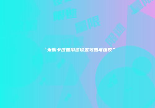 “米粉卡流量限速设置攻略与建议”