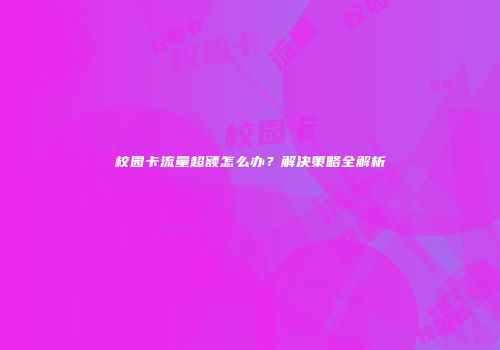 校园卡流量超额怎么办？解决策略全解析