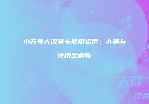 小万号大流量卡使用指南：办理与使用全解析