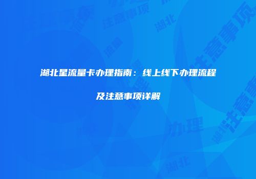 湖北星流量卡办理指南：线上线下办理流程及注意事项详解