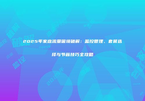 2025年家庭流量困境破解：监控管理、套餐选择与节省技巧全攻略