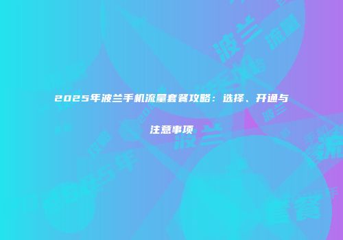 2025年波兰手机流量套餐攻略：选择、开通与注意事项
