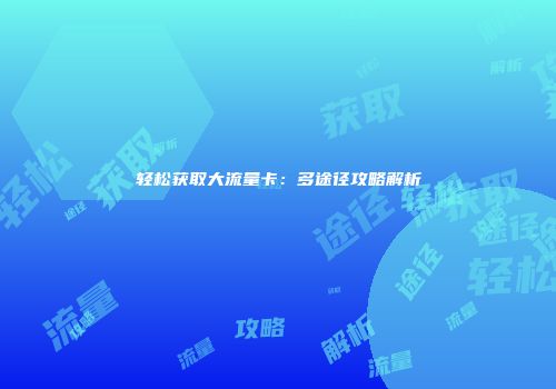 轻松获取大流量卡：多途径攻略解析