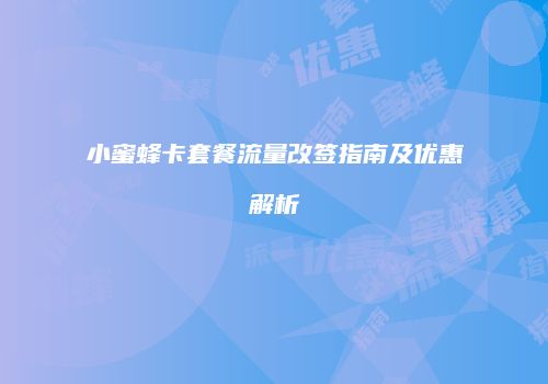 小蜜蜂卡套餐流量改签指南及优惠解析