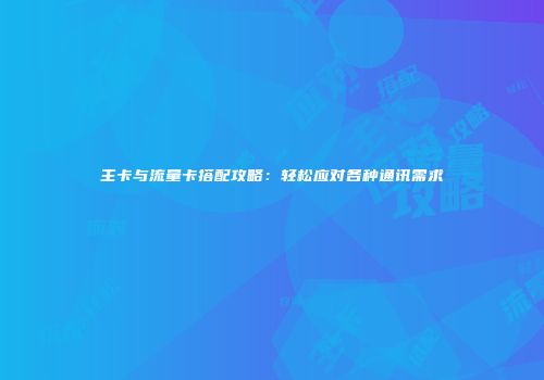 主卡与流量卡搭配攻略：轻松应对各种通讯需求