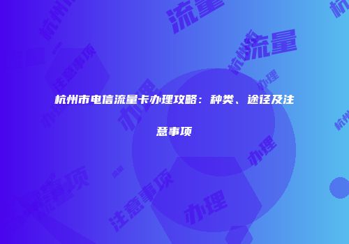 杭州市电信流量卡办理攻略：种类、途径及注意事项
