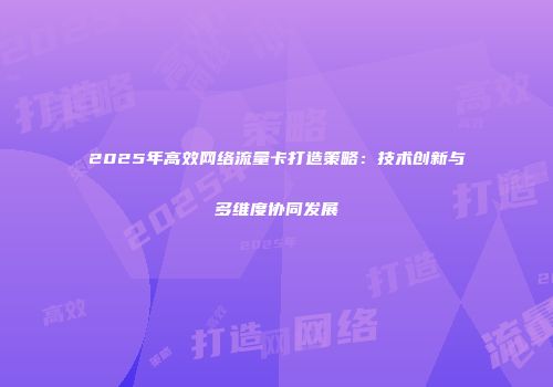 2025年高效网络流量卡打造策略：技术创新与多维度协同发展