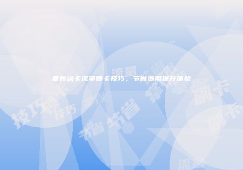 掌握副卡流量锁卡技巧，节省费用提升体验