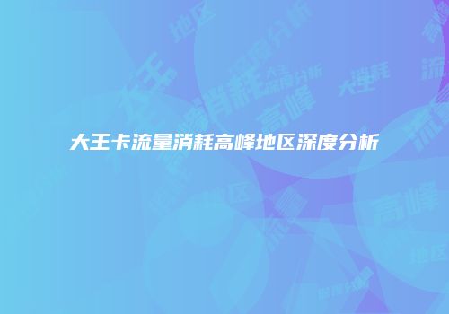 大王卡流量消耗高峰地区深度分析