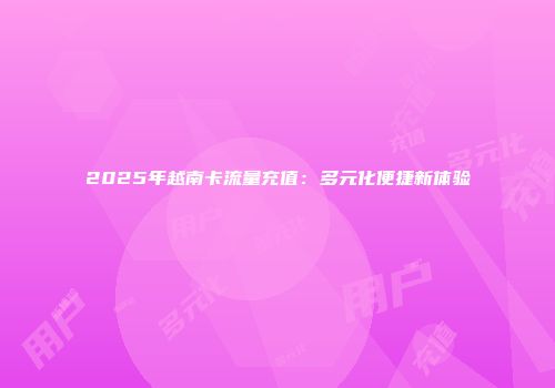 2025年越南卡流量充值：多元化便捷新体验