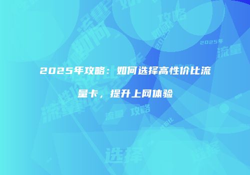 2025年攻略：如何选择高性价比流量卡，提升上网体验