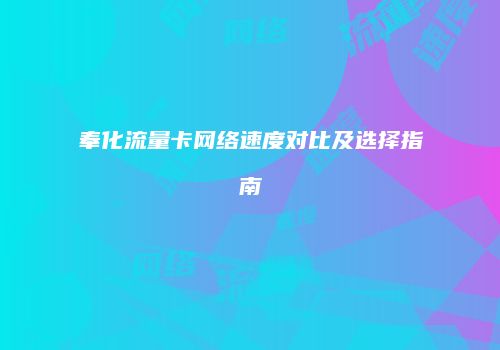 奉化流量卡网络速度对比及选择指南