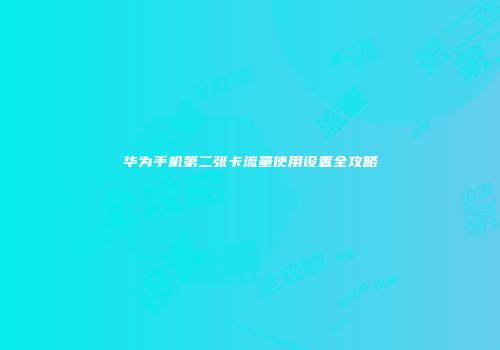 华为手机第二张卡流量使用设置全攻略