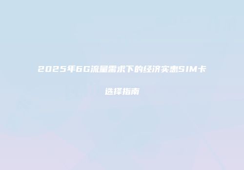 2025年6G流量需求下的经济实惠SIM卡选择指南