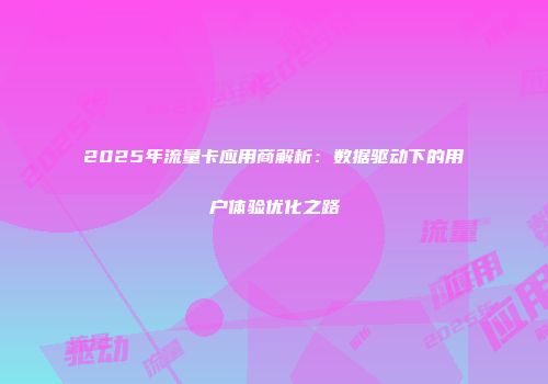 2025年流量卡应用商解析：数据驱动下的用户体验优化之路