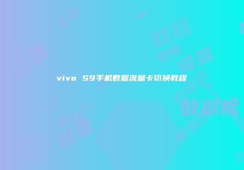 vivo S9手机数据流量卡切换教程