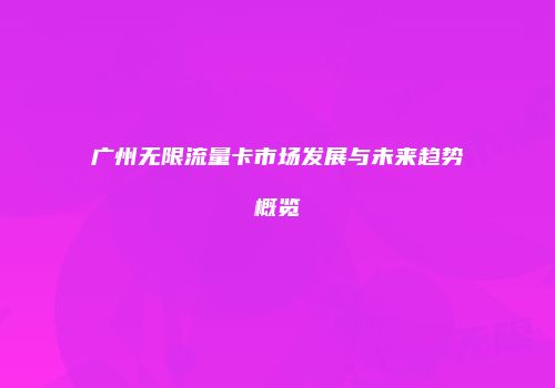 广州无限流量卡市场发展与未来趋势概览