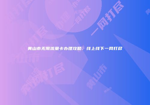 黄山市无限流量卡办理攻略：线上线下一网打尽