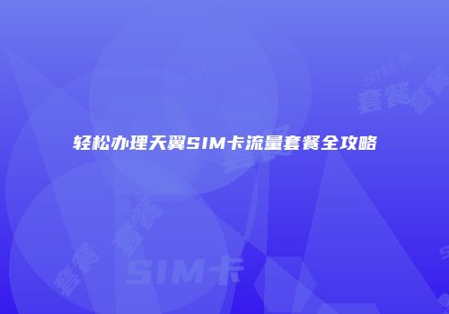 轻松办理天翼SIM卡流量套餐全攻略