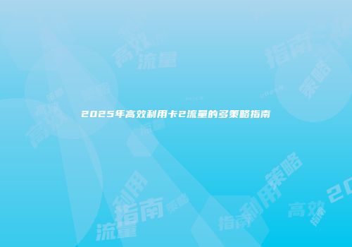 2025年高效利用卡2流量的多策略指南