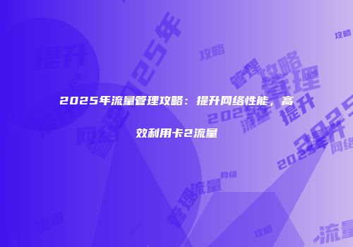 2025年流量管理攻略：提升网络性能，高效利用卡2流量