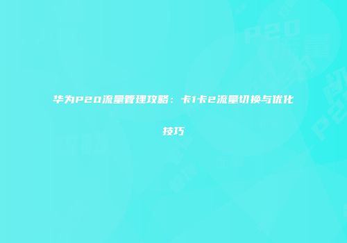 华为P20流量管理攻略：卡1卡2流量切换与优化技巧
