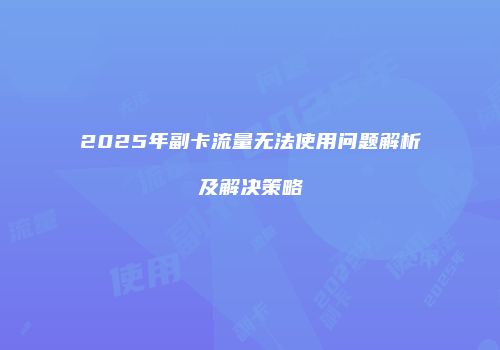 2025年副卡流量无法使用问题解析及解决策略