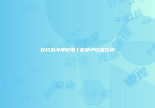 轻松查询与管理手机副卡流量指南