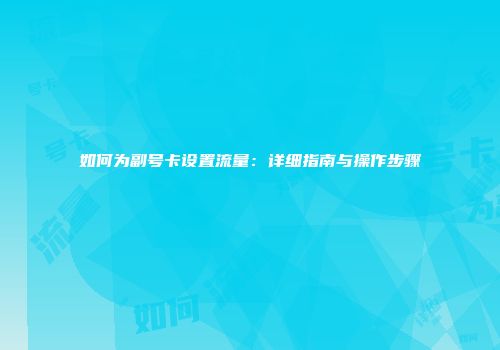 如何为副号卡设置流量：详细指南与操作步骤
