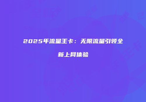 2025年流量王卡：无限流量引领全新上网体验