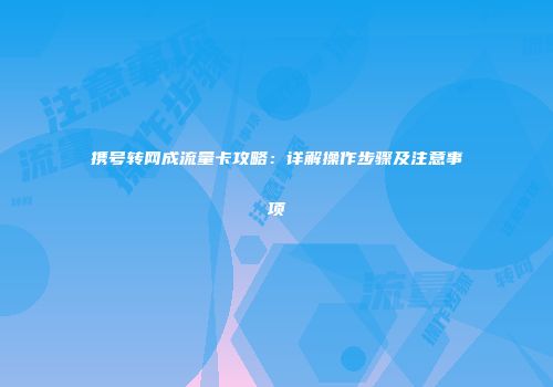携号转网成流量卡攻略：详解操作步骤及注意事项