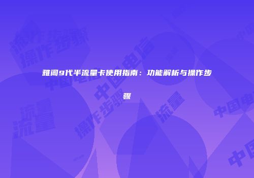 雅阁9代半流量卡使用指南：功能解析与操作步骤