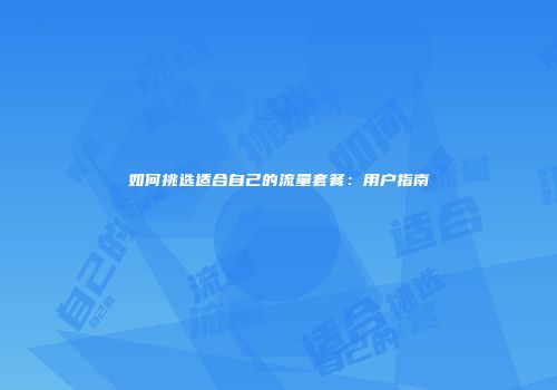 如何挑选适合自己的流量套餐：用户指南