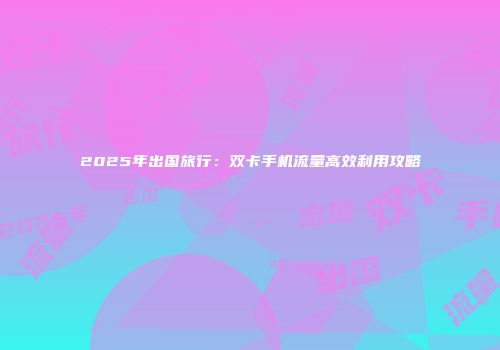 2025年出国旅行：双卡手机流量高效利用攻略
