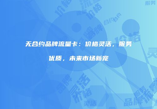 无合约品牌流量卡：价格灵活，服务优质，未来市场新宠