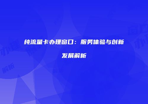 纯流量卡办理窗口：服务体验与创新发展解析