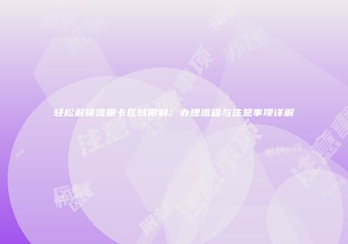 轻松解锁流量卡区域限制：办理流程与注意事项详解