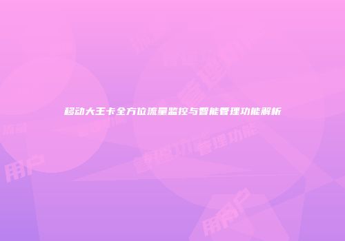 移动大王卡全方位流量监控与智能管理功能解析